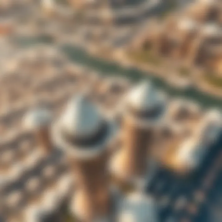 Aerial Perspective of Dome Tower Developments Aerial view showcasing multiple dome tower projects