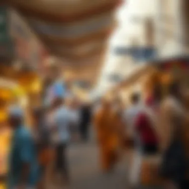 Cultural Vibrancy in Al Seef Market Bustling market scene at Al Seef highlighting cultural vibrancy