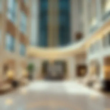 Luxurious interior lobby of Al Shatha Tower with contemporary design elements