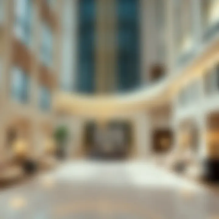 Luxurious interior lobby of Al Shatha Tower with contemporary design elements