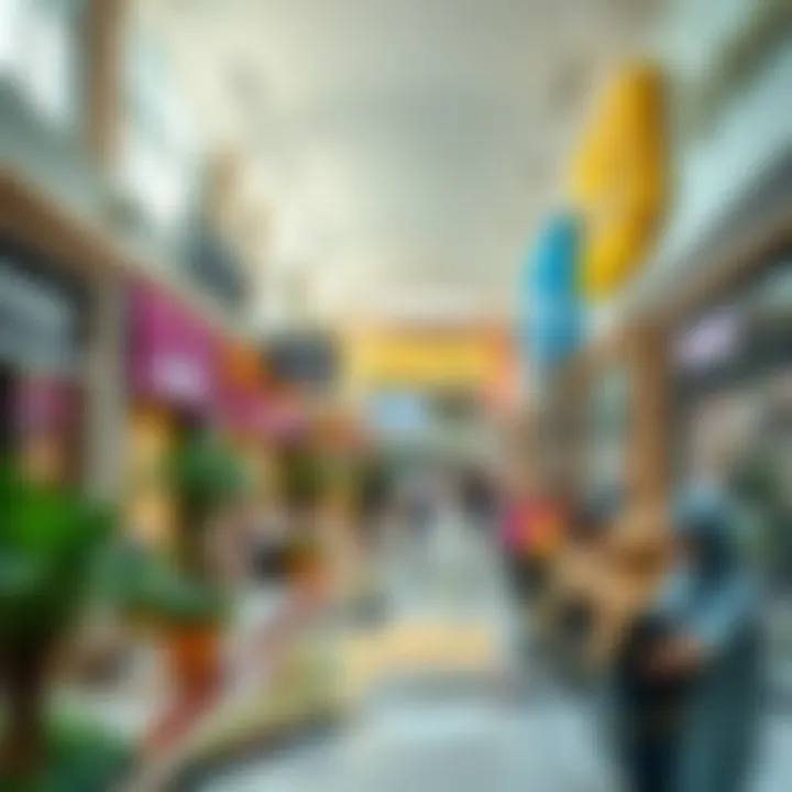 Diverse retail offerings in Al Yahar Mall captured in a vibrant scene