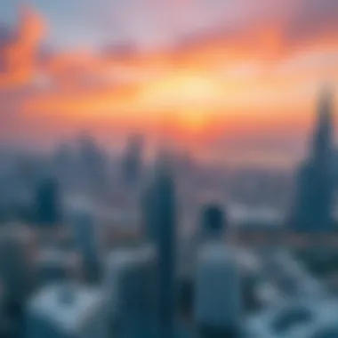 Dubai Skyline with Luxury Properties Aerial view of Dubai skyline showcasing luxury properties.