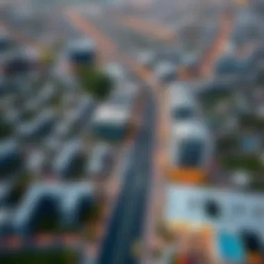 Aerial view of Barsha South showcasing residential and commercial areas