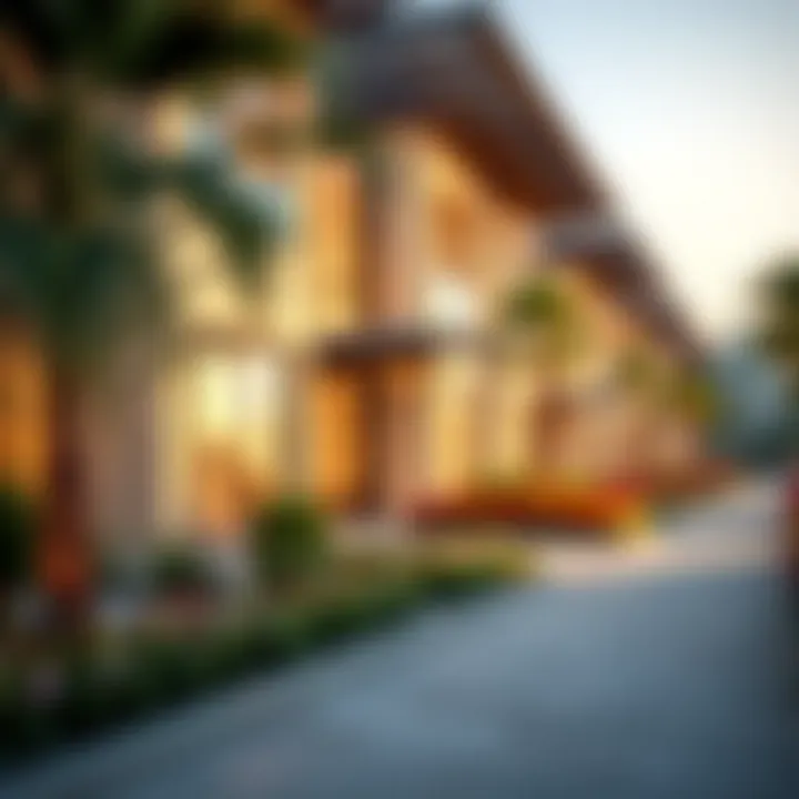 Modern residential buildings in Barsha South with vibrant landscaping