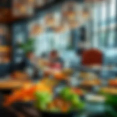 Artfully arranged international breakfast buffet with diverse options