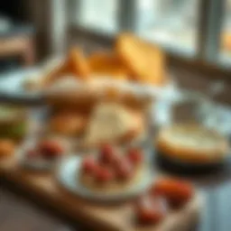 Traditional Emirati breakfast spread featuring dates, bread, and coffee