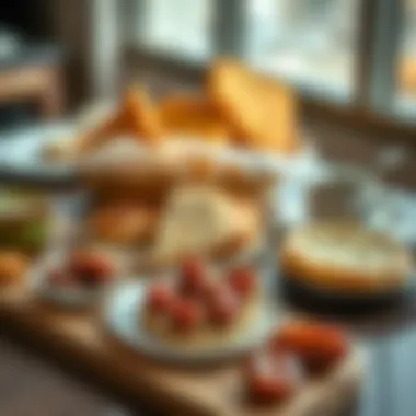 Traditional Emirati breakfast spread featuring dates, bread, and coffee