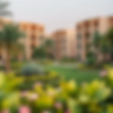 Beautiful landscaped gardens surrounding the residential units at Creek Vistas Sobha