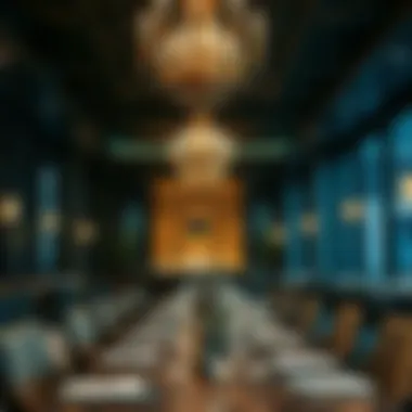 Elegant Arabian Aesthetics in Dining Elegant restaurant interior reflecting Arabian aesthetics