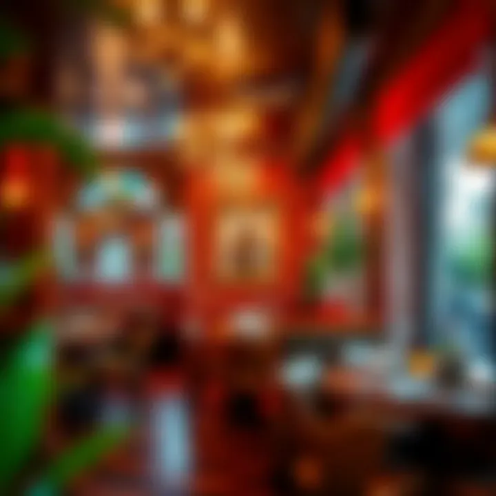 Vibrant Atmosphere in Casual Dining Cozy atmosphere of a casual dining spot filled with vibrant decor