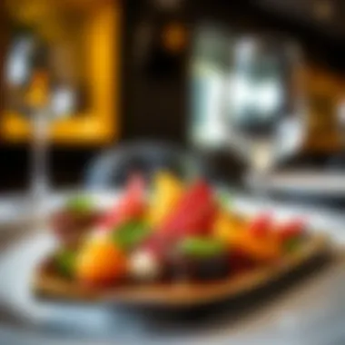 Artful Presentation of Fusion Cuisine A beautifully plated dish showcasing fusion cuisine on The Palm