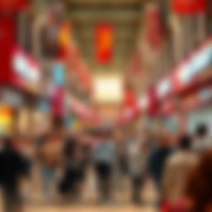 Bustling Seasonal Sale Events Crowded shopping area in Dubai during a seasonal sale event