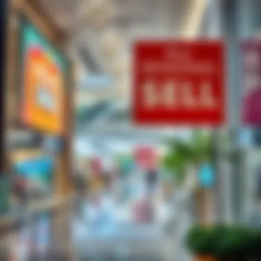 Luxury Mall Seasonal Sales A luxury mall in Dubai with special sale signage