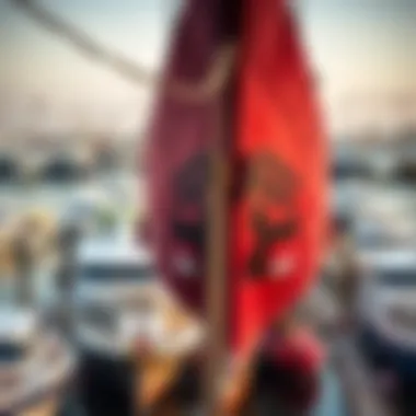 A bustling dockyard scene showcasing various vessels in Dubai Maritime City