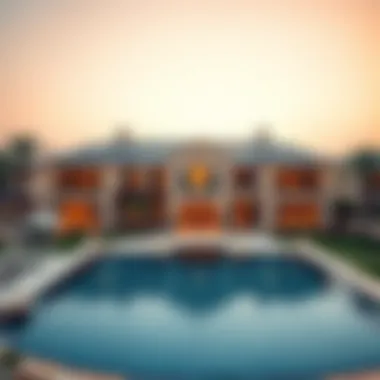 Exquisite Private Villas Aerial view of a luxury villa with a private pool in Dubai