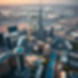 Aerial view of Dubai showcasing iconic architecture