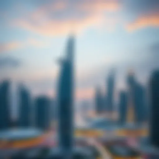 Skyline view of futuristic Dubai architecture