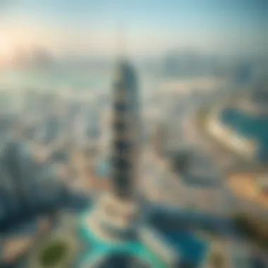 Strategic Location of Al Fahad Tower 1 Aerial view capturing the strategic location of Al Fahad Tower 1 within Dubai's urban environment