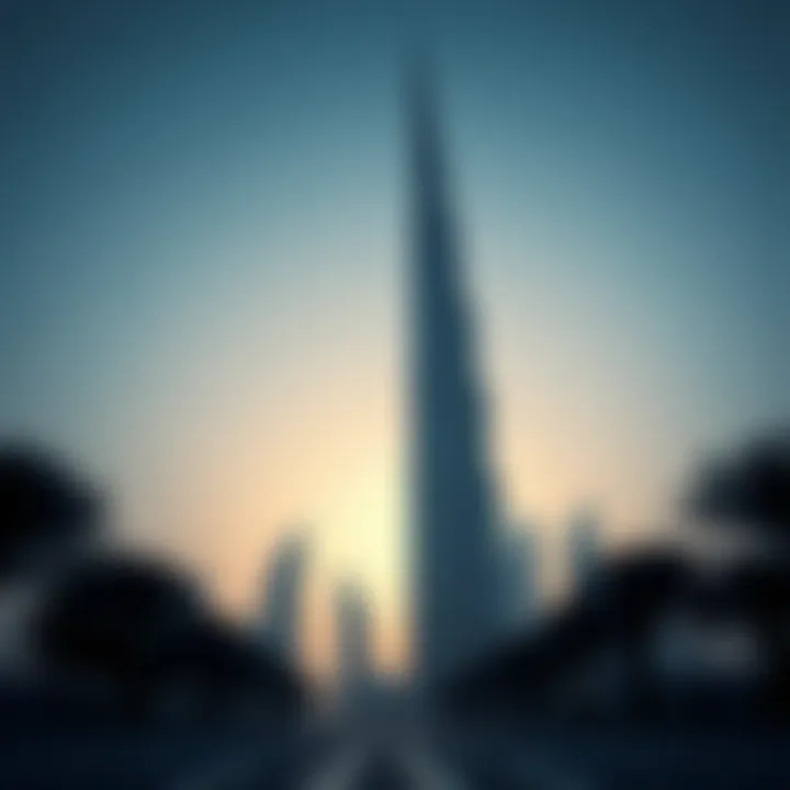 Striking Silhouette of Al Fahad Tower 1 Exterior view showcasing the striking silhouette of Al Fahad Tower 1 against the Dubai skyline