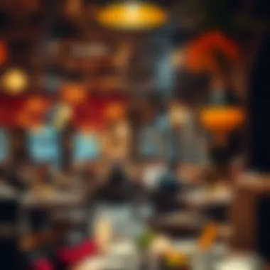 Culturally Rich Restaurant Ambiance Interior of a bustling Indian restaurant that reflects cultural heritage and inviting ambiance.