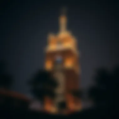 Nighttime illumination of Al Hassani Tower showcasing its grandeur