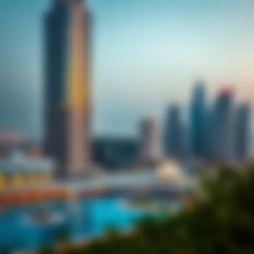 Stunning view of Al Hassani Tower against the Dubai skyline