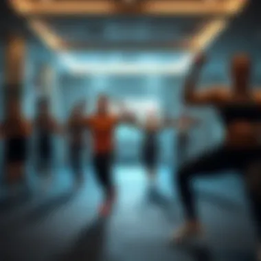 Dynamic Group Fitness Sessions Group fitness class in action