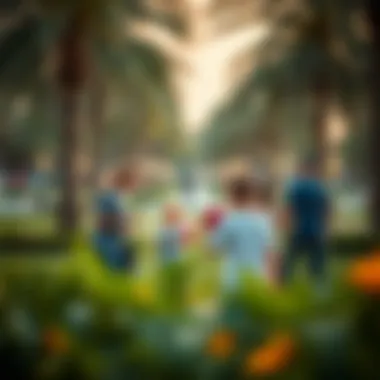 Visitors enjoying recreational activities in Al Quoz Park, highlighting community engagement.