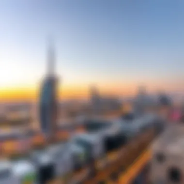 Dubai Skyline from Al Qusais Panoramic skyline of Dubai from Al Qusais at sunset