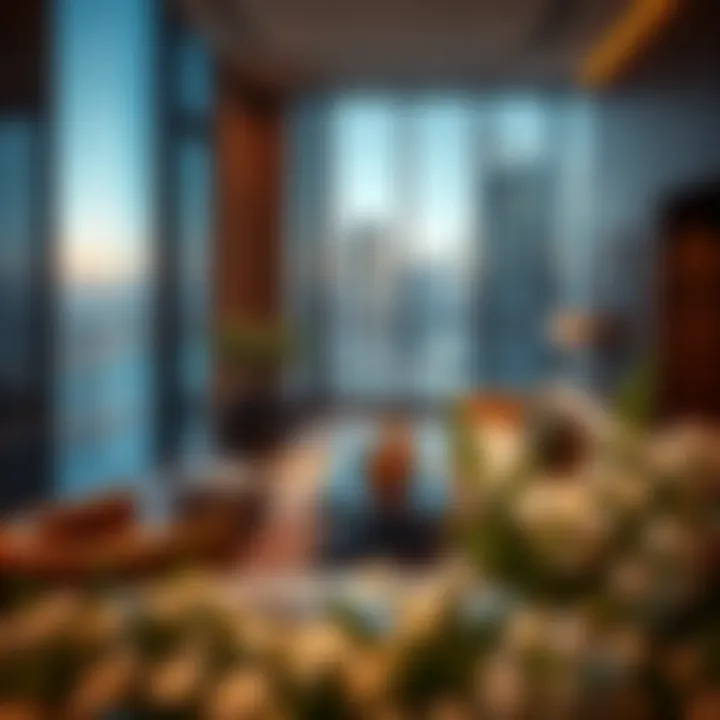 Interior of a luxury apartment with contemporary design and stunning city views.