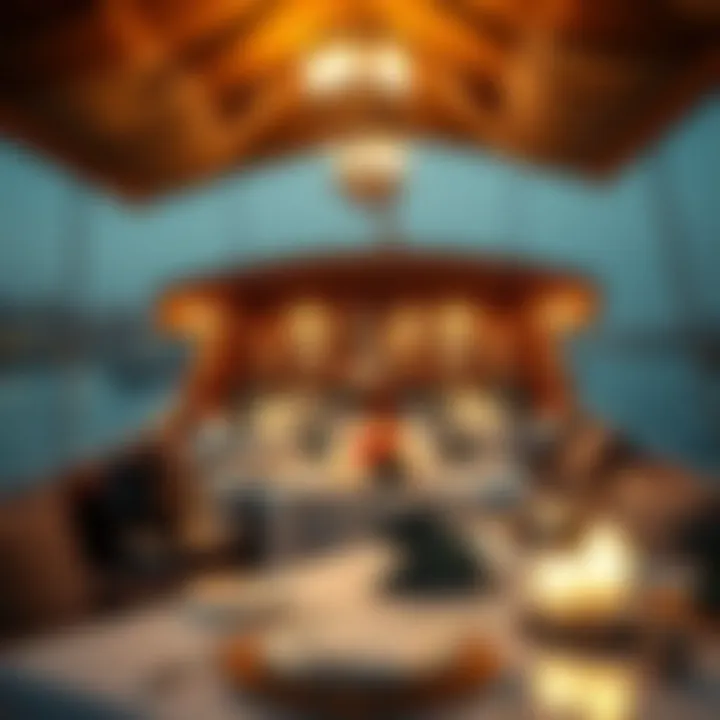 Luxurious Dining on Dhow Luxurious dining setup on a traditional dhow