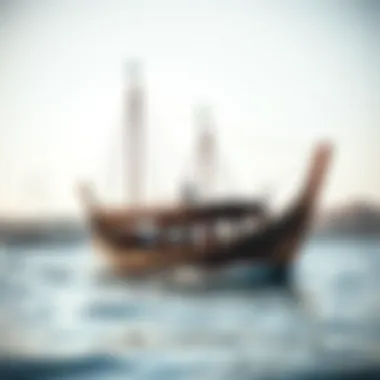 Traditional Dhow Sailing Traditional wooden dhow sailing in the waters of Dubai
