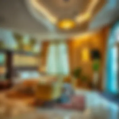 Welcoming Budget Hotel Ambiance Cozy budget hotel lobby in Dubai