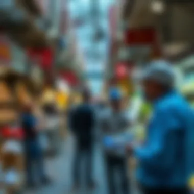 Business Interactions in a Vibrant Marketplace A vibrant marketplace within Dubai Production City illustrating business interactions