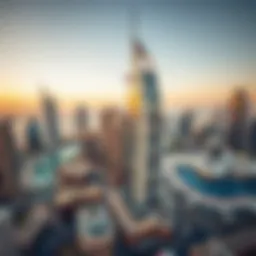 Aerial view of Downtown Dubai showcasing iconic architecture