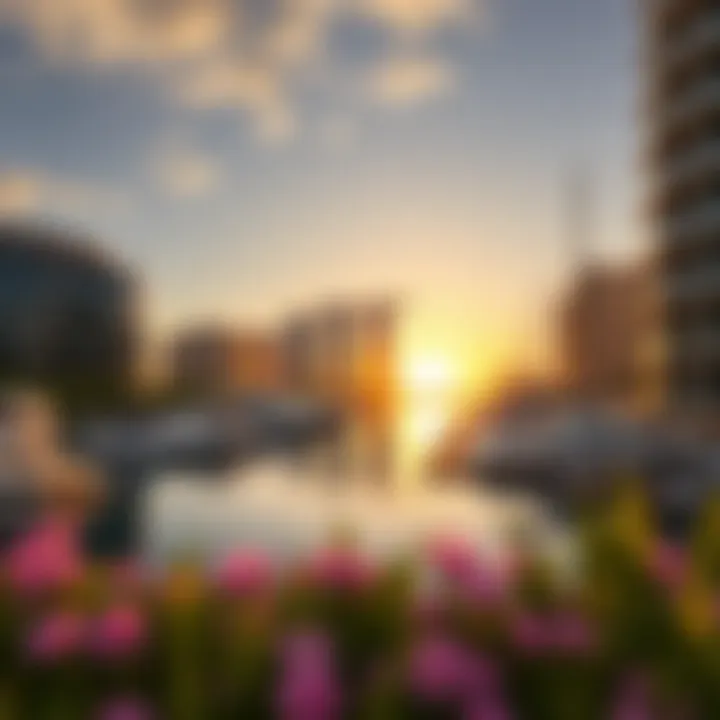 Dubai Marina Yacht Club Sunset Stunning view of Dubai Marina Yacht Club at sunset