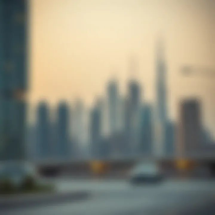 Trendy Dubai skyline with modern real estate developments