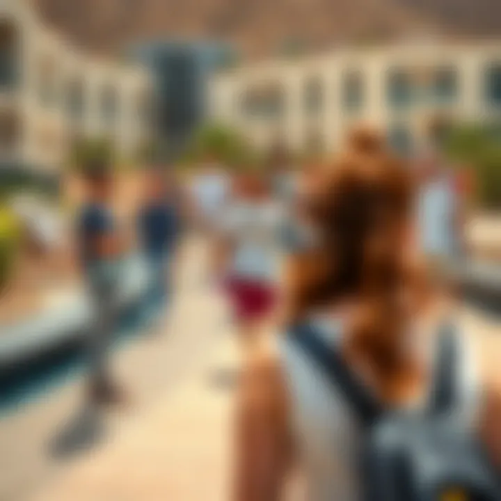 Visitor Experience in الحديقة العالمية دبي Visitors enjoying the serene landscapes and attractions of الحديقة العالمية دبي