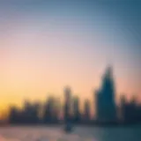 Stunning skyline view of هاربر دبي at sunset