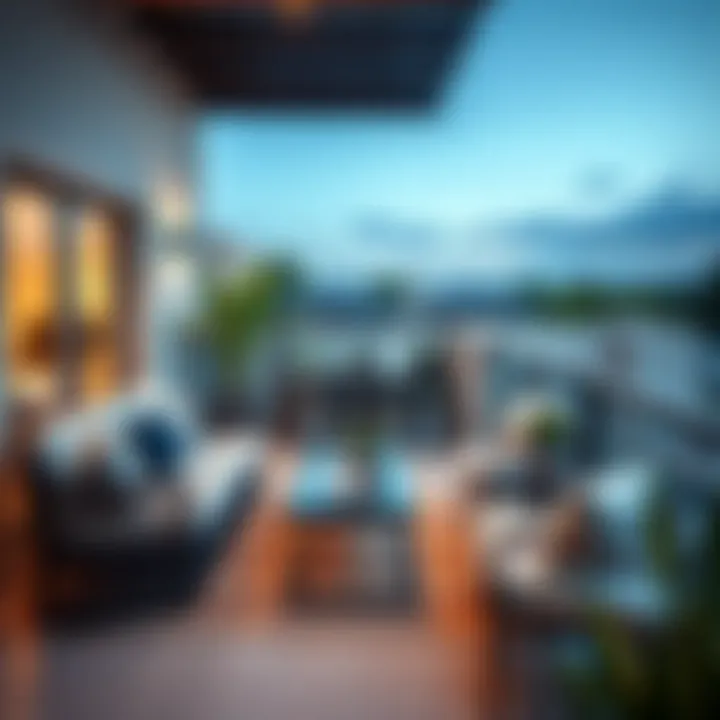 Stylish Outdoor Furniture on Balcony Elegant balcony featuring stylish outdoor furniture