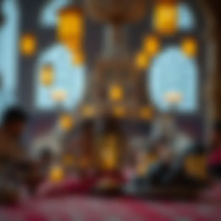 Iftar Celebration: A Feast of Culture and Tradition An ornate setting for iftar with lanterns and dates
