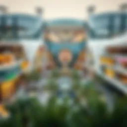 Aerial view of a modern shopping mall in Dubai showcasing its unique architecture