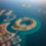 A breathtaking aerial view of Palm Jumeirah highlighting its unique crescent shape and luxurious developments.