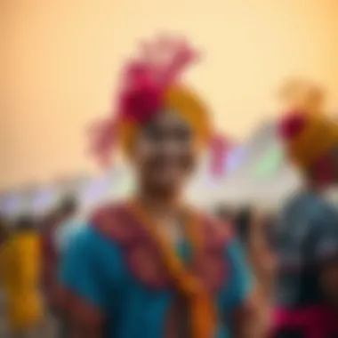 A vibrant cultural festival taking place on Palm Jumeirah, featuring art, music, and traditional performances.