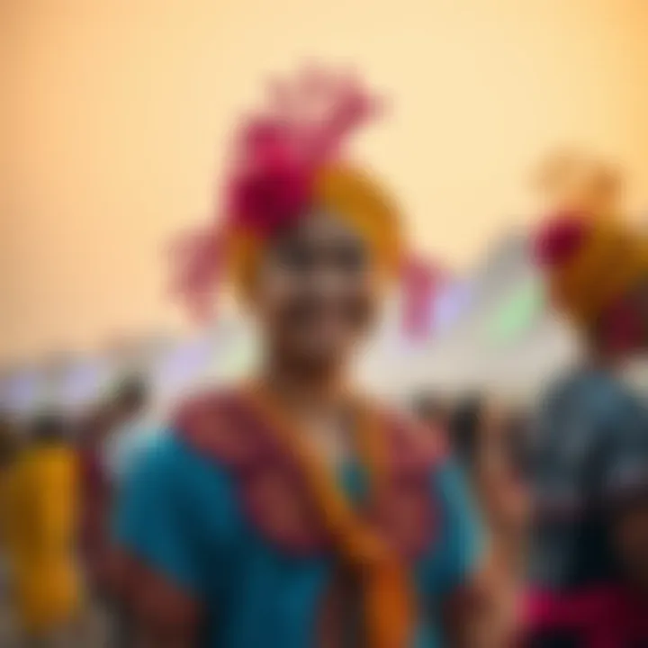 A vibrant cultural festival taking place on Palm Jumeirah, featuring art, music, and traditional performances.