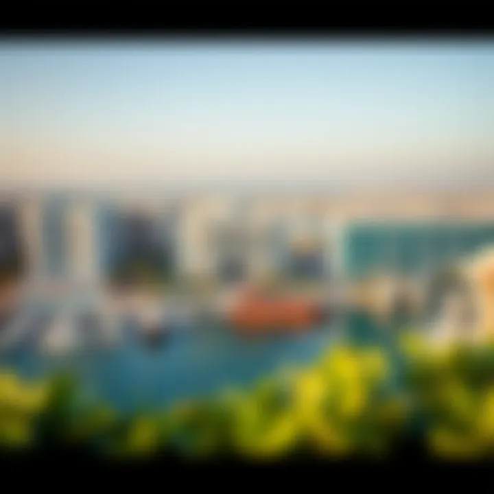 A picturesque view of luxury real estate developments lining the coastline of Palm Jumeirah.