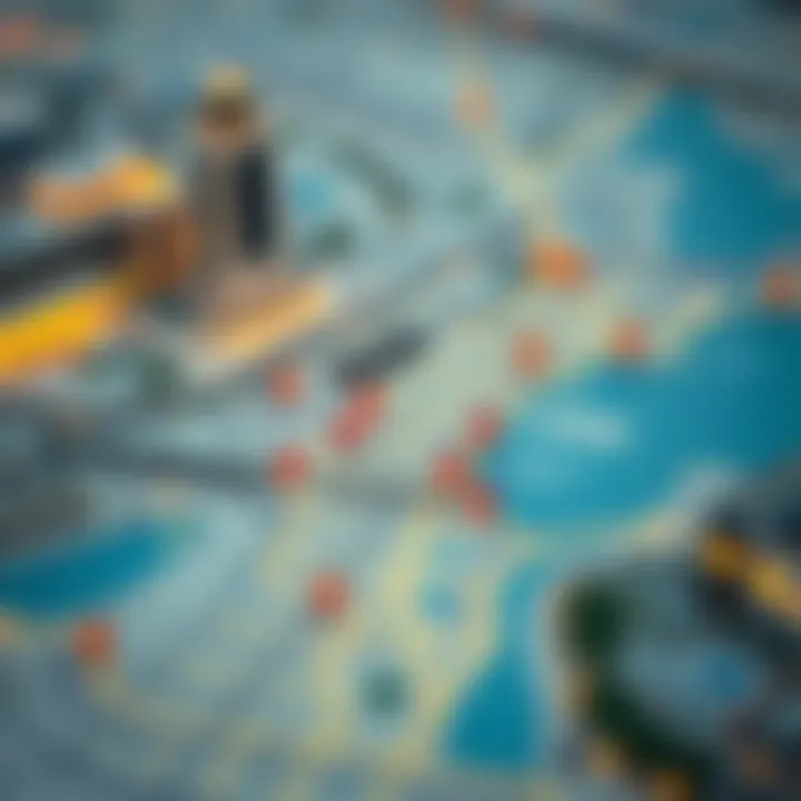 Guided map of Dubai with key residency inquiry locations marked