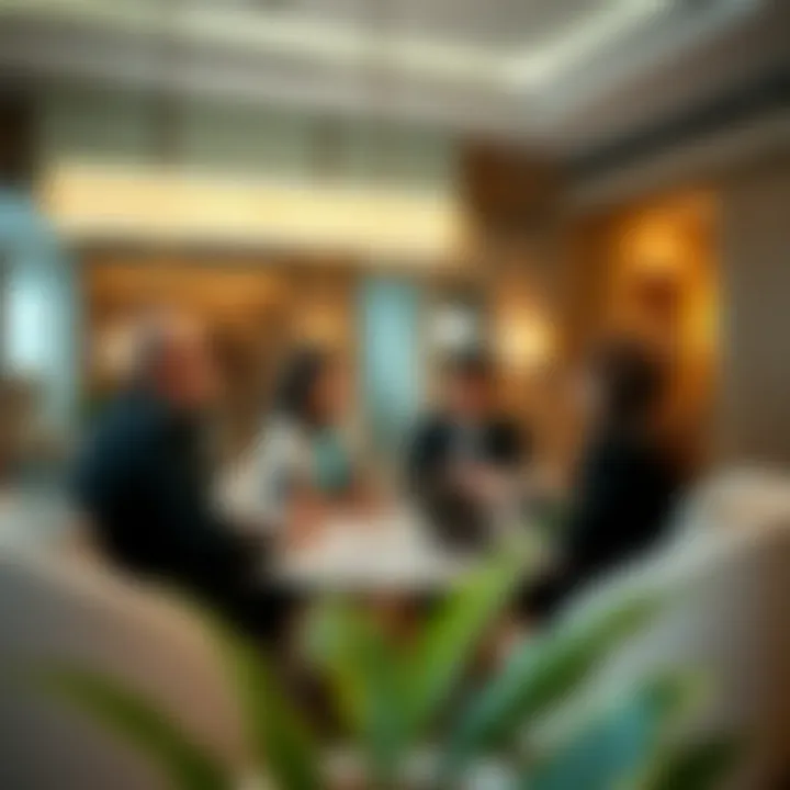 Business Use of Service Apartments Business professionals discussing in a serviced apartment meeting space