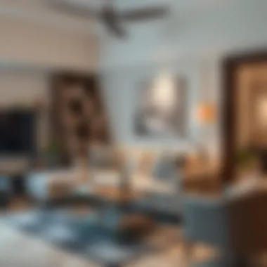 Trendy furniture and decor in an Al Nahda studio rental