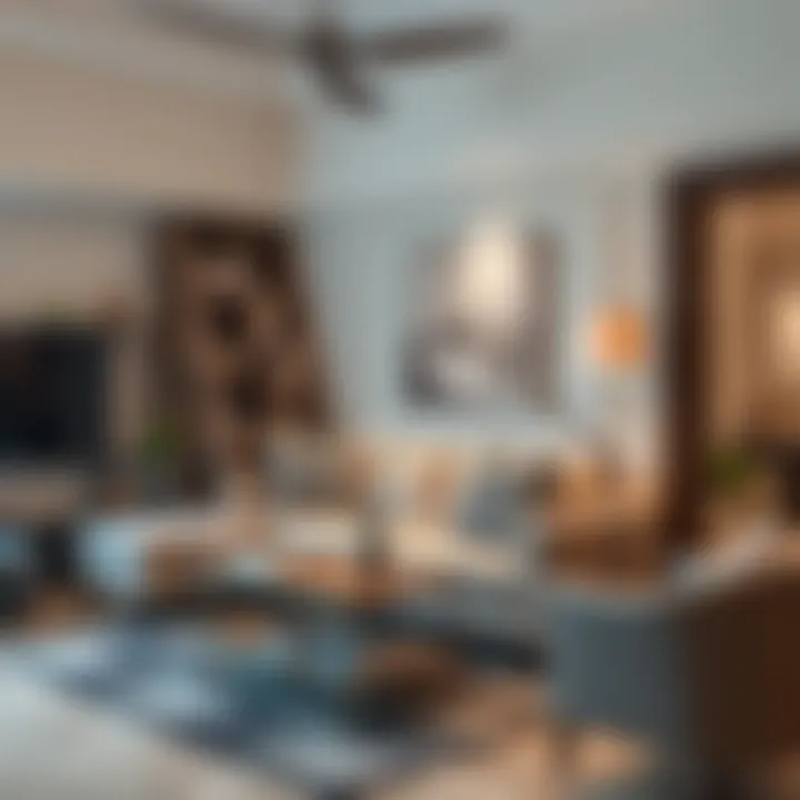 Trendy furniture and decor in an Al Nahda studio rental